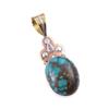 Натуральный тибетский бирюзовый драгоценный камень 925 проба стерлинговое серебро двухцветный кулон 1,75" u7v45