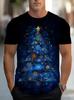 3D Print Men's Christmas Santa Claus Snowflakes Print T-Shirt Casual Round Neck Pullover Short Sleeve Xmas Tshirts Clothes