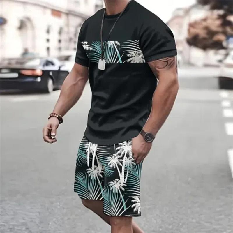 Летний мужской комплект с коротким рукавом в морском стиле с принтом якоря, комплект с короткими рукавами и шортами, мужская футболка с круглым вырезом