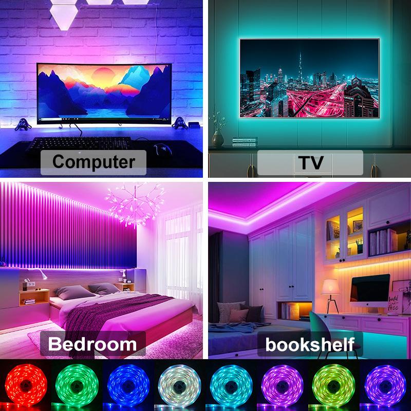 USB светодиодные ленты RGB 5050 Luces светодиодные гибкие диодные украшения для ленты для гостиной