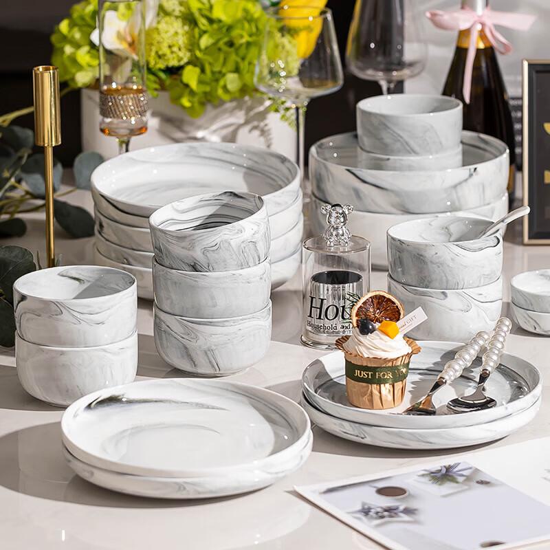 Moder Lanka Marble Ceramic Dinnerware Set