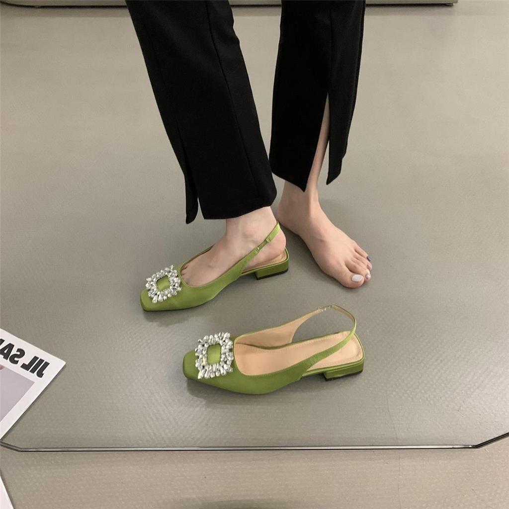 New Summer Fashion Elegant Mule Women Sandals Rhinestone Flat Ballet LuxuryWomen High Heels Casual Sandals Women