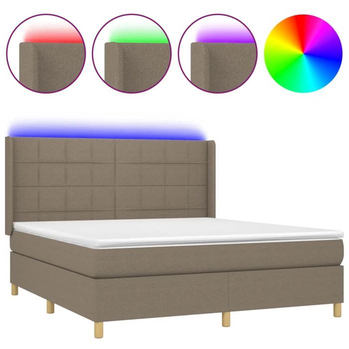 VidaXL Slatted Bed Base with Mattress and LED, Upholstered Bed, Double Bed, Adult Bed for Interior Bedroom, 3138889