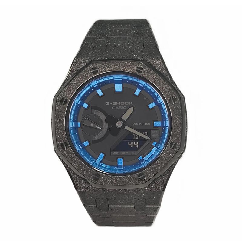 Casio Мужские часы с ЖК-дисплеем и аналоговым двойным дисплеем Серия Black GA-2100-1A1(Watch3--)