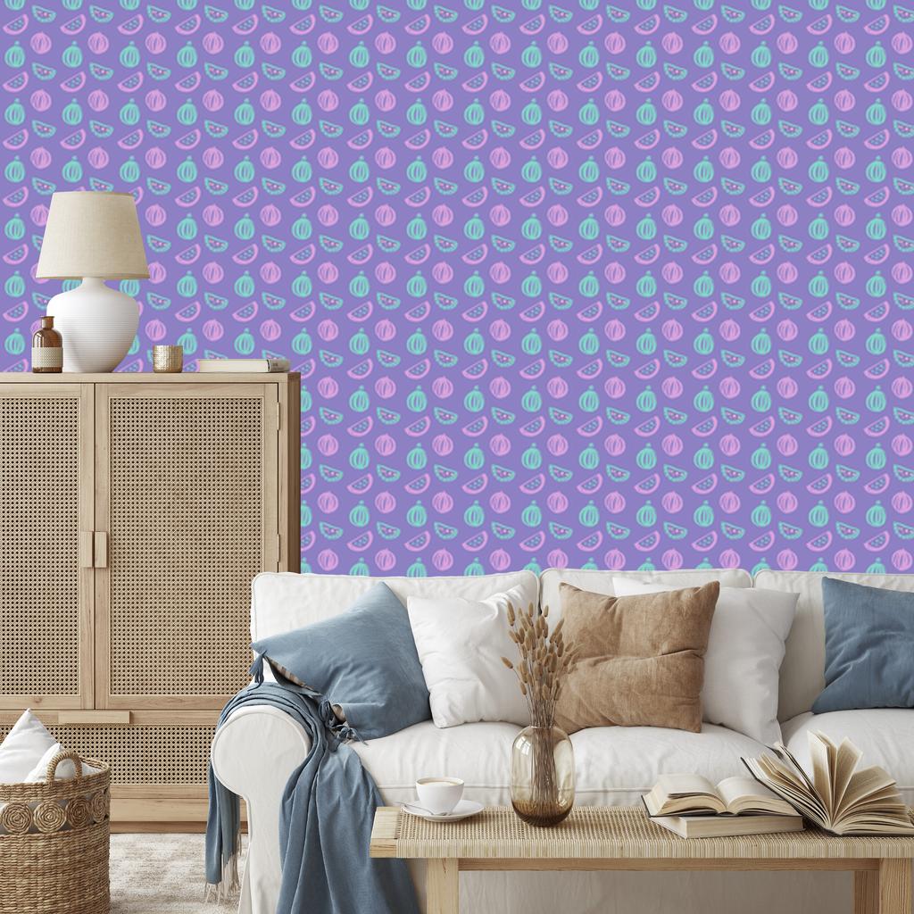 Watermelon Blue and Lavender Wallpaper for Living Room and Bedroom 50x1000