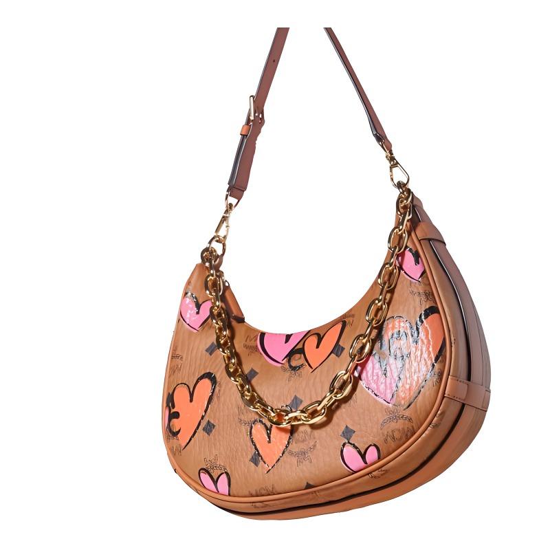 MCM Printed Pattern Shoulder Tote Bag Brown MWHFSUP01CO001