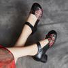 Ethnic Women's Shoes Middle Heel Soft Bottom Cowhide Single Shoes Fashion Leather Shoes
