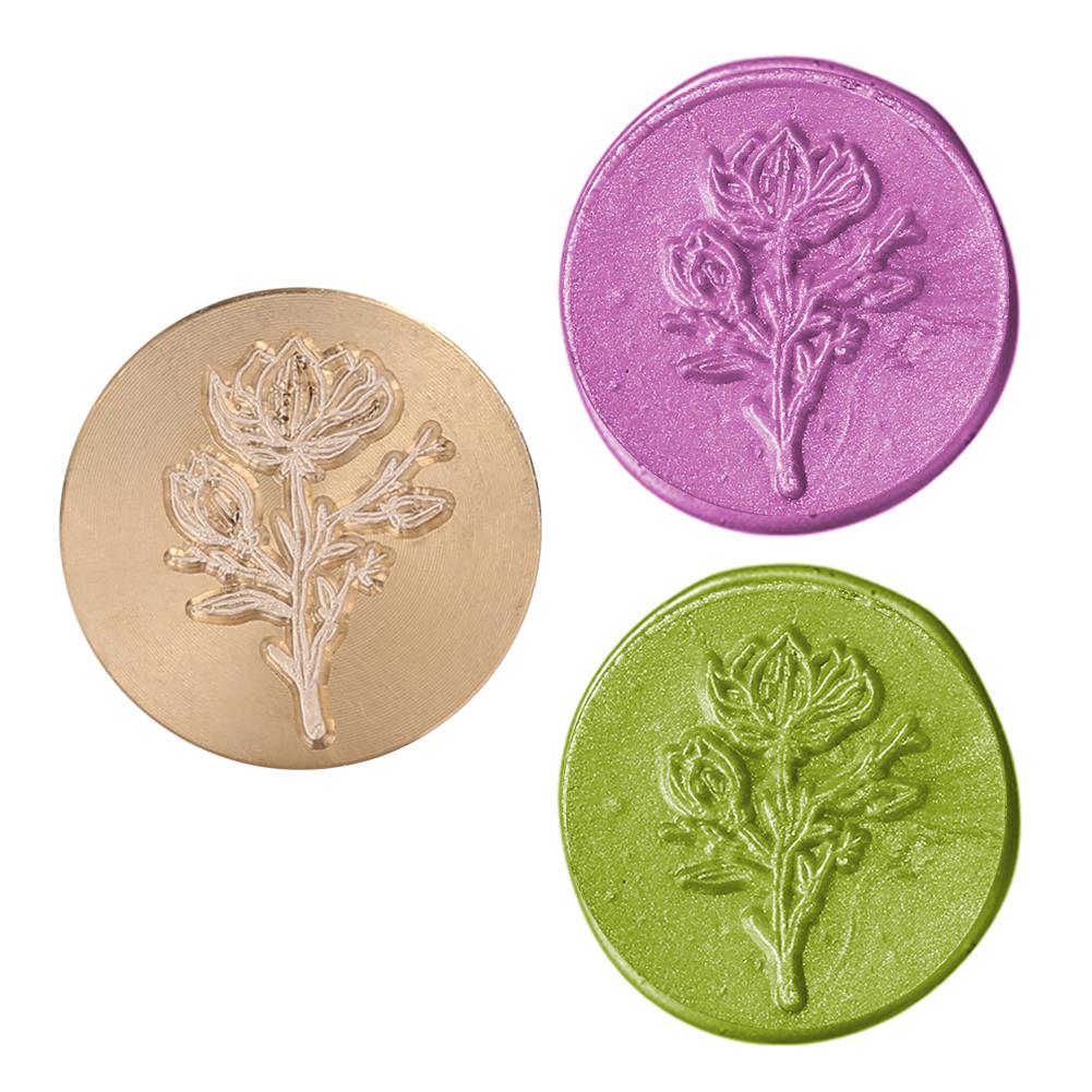 Специальный штамп для замены головы, винтажная огненная краска, растительный цветок, круглый сургуч для приглашений, скрапбукинга