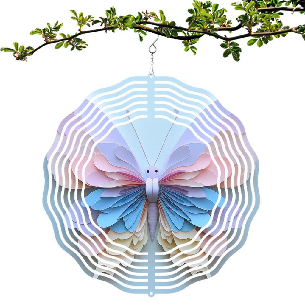 1pc 3D Mandala Flower Hanging Wind Spinner, Metal Garden Wind Chime, 360° Rotating Hook, Outdoor Yard Decor, No Electricity or Battery Needed