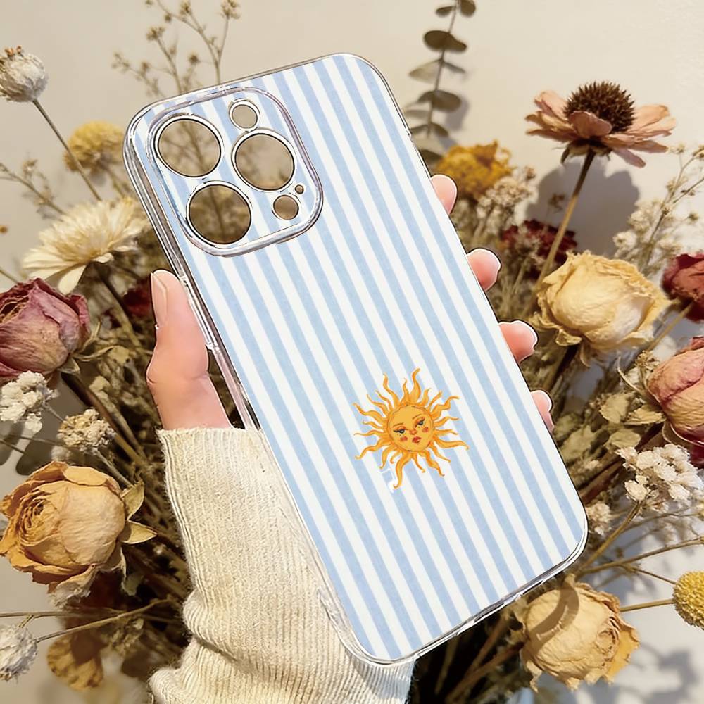 Чехол для телефона с мотивом солнца Прозрачный силикон Мягкий Для iPhone 17 16 15 14 13 12 11 Mini Pro Max Plus