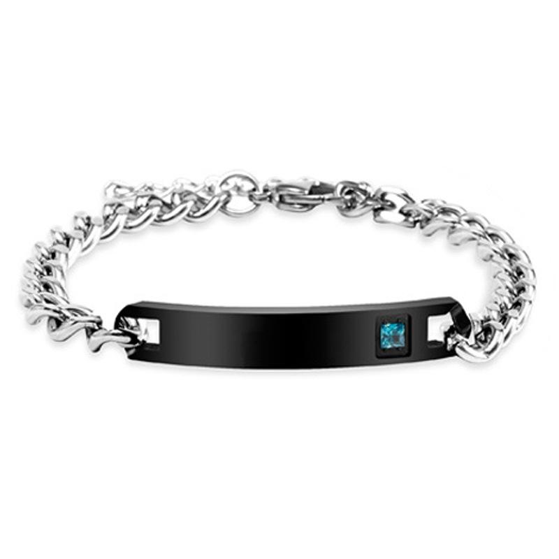 Браслет для пары из титановой стали с гравировкой, сердце с короной и цирконием - Подарок на День святого Валентина