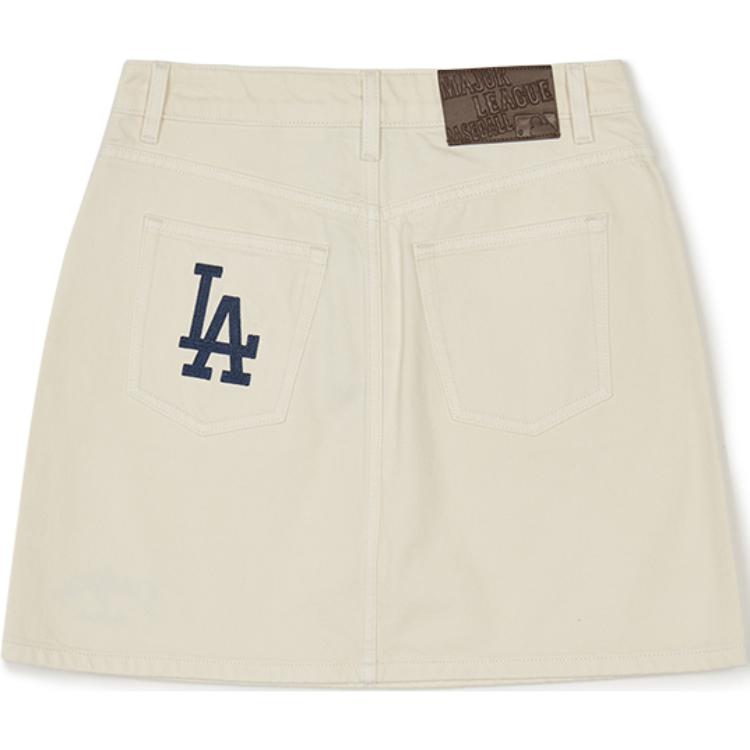 Новые джинсовые мини-юбки MLB Varsity Los Angeles Dodgers женские темно-кремовые 3FDSV0144-07CRD