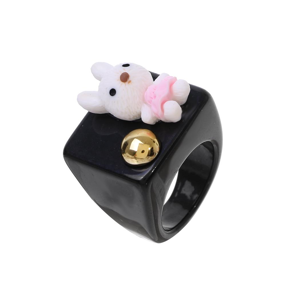Милое и игривое смоляное кольцо с мультяшным животным, кольцо с медведем, кольцо с кроликом, женское простое модное кольцо, ювелирное изделие