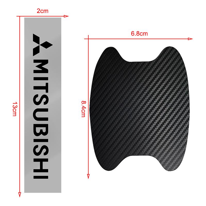 knpc3 Car Door Sticker Carbon Fiber Scratches Auto Handle Protection Film Emblem For Mitsubishi Lancer ASX Mirage Pajero Xpander