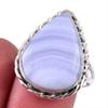 Natural Blue Lace Agate Gemstone 925 Solid Sterling Silver Jewelry Ring S.9 o3D87