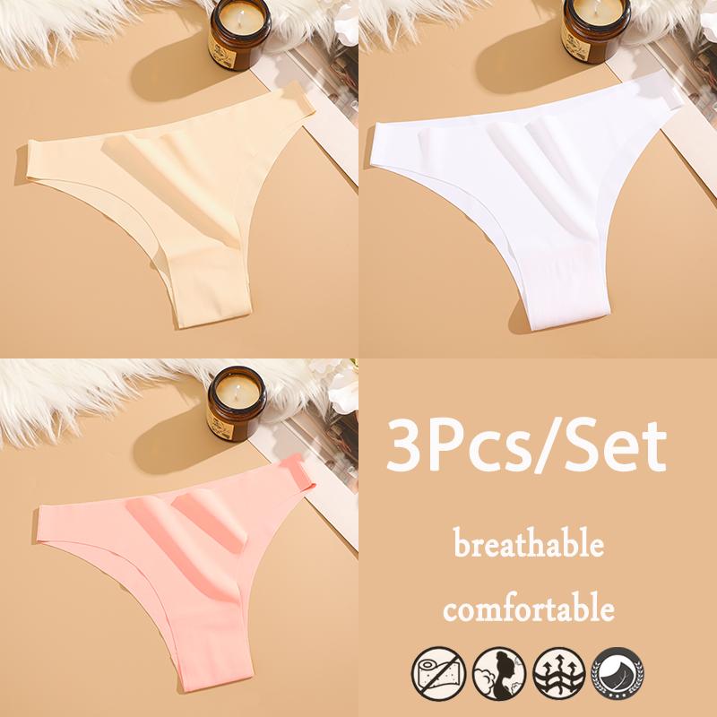 FINETOO 3 шт./компл. бесшовное нижнее белье из ледяного шелка с низкой талией бразильские трусы дышащее высокоэластичное нижнее белье трусики