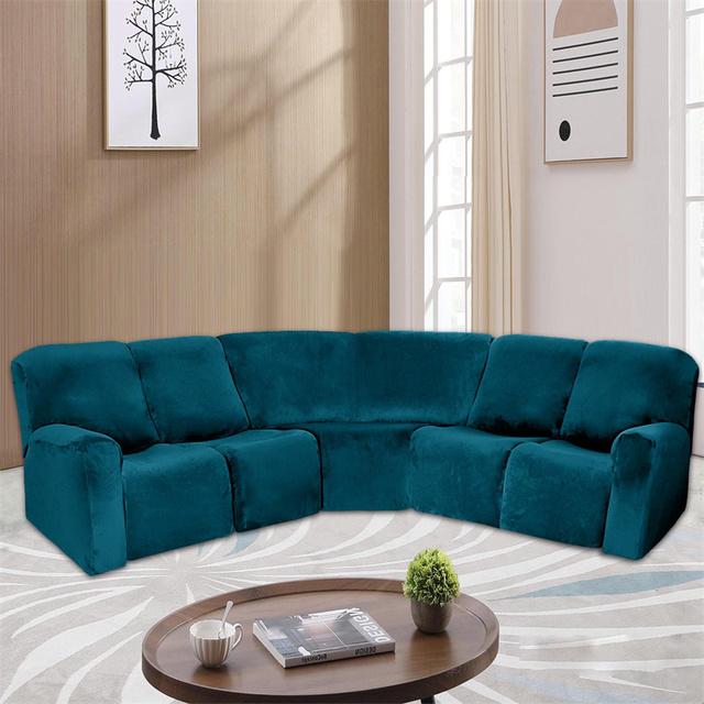 5 Seater Recliner Sofa Covers Stretch Velvet Sectional L Shape Sofa Slipcovers For Living Room Couch Furniture Protect Cover