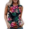 Женская повседневная футболка без рукавов с круглым вырезом и гавайским принтом