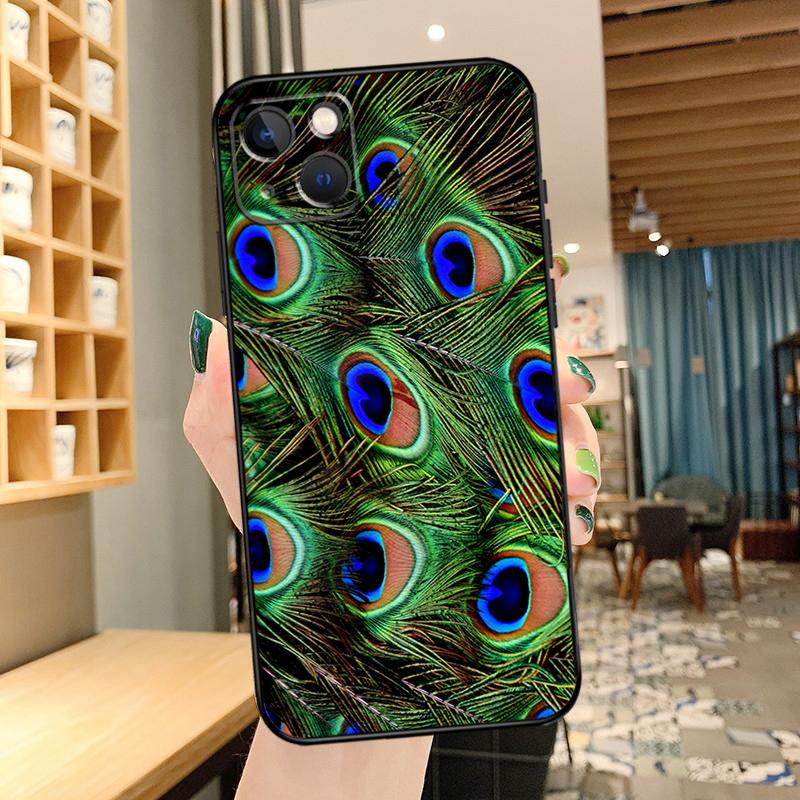 Peacock Feathers Phone Case For iPhone 16 17 Pro Max 15 14 13 11 12 Pro Max mini 15 16 Plus 16e 17 Air Cover