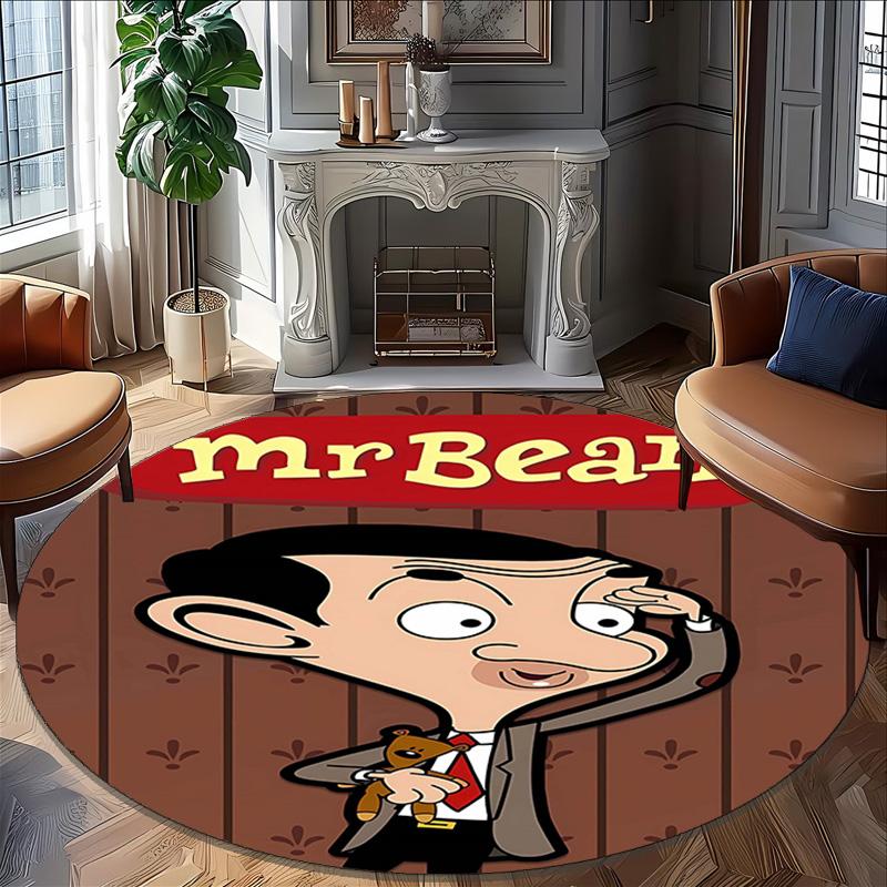 1pc Mr Bean1 Design Printed Area Round Carpet for Bedroom Living Room Home Decor Rugs Mat Non Slip Mat Rug for Bedside