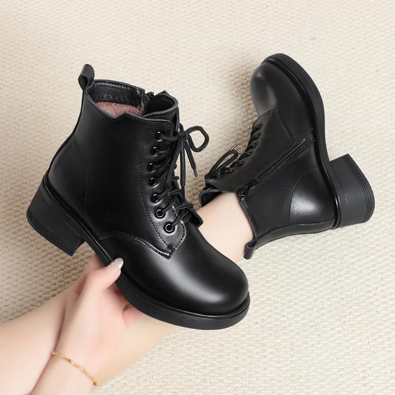 Модные женские ботильоны AIYUQI Зима 2025 Новые Натуральная кожа Большой размер Женские зимние ботинки Нескользящие Женские мотоботы