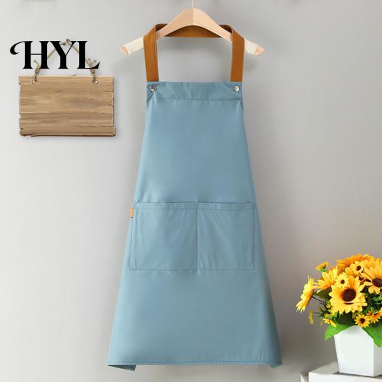 Oil-resistant Cooking Apron Solid Color Kitchen with Dual Pockets Waterproof Oil-proof Adjustable Fabric Breathable Men Women Chef Baking Bib