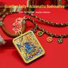 Тибетская Тханка Фудо Мёо Подвеска-ожерелье с золотой росписью, Восемь Великих Защищающих Будд и Петух по восточному календарю.