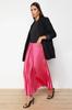 Women's Fashion New Skirt Pink Pleated Satin Maxi Woven Skirt