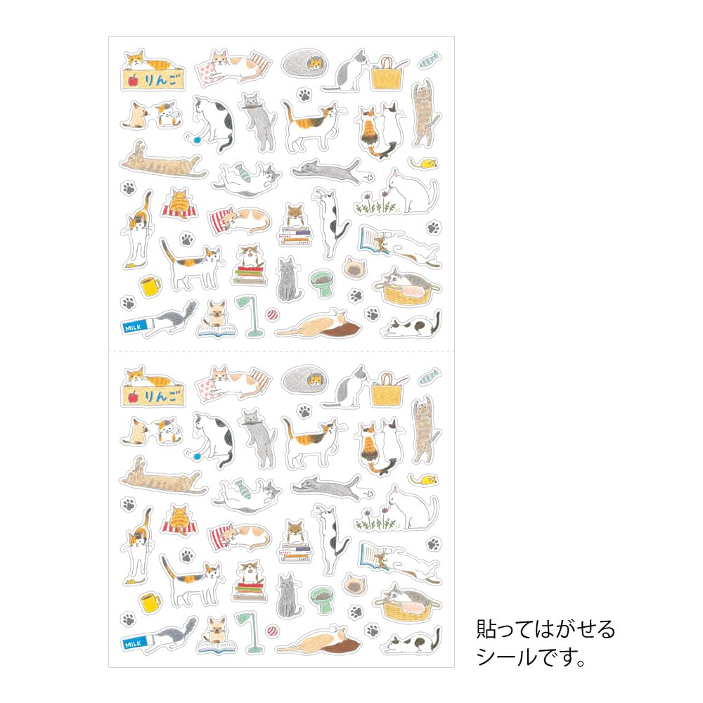 Midori notebook sticker sticker cat pattern S + M 2 types set 82687006 82688006