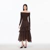 Veromoda 32617D005 Элегантное макси-платье с открытыми плечами из шерстяно-шелковой смеси