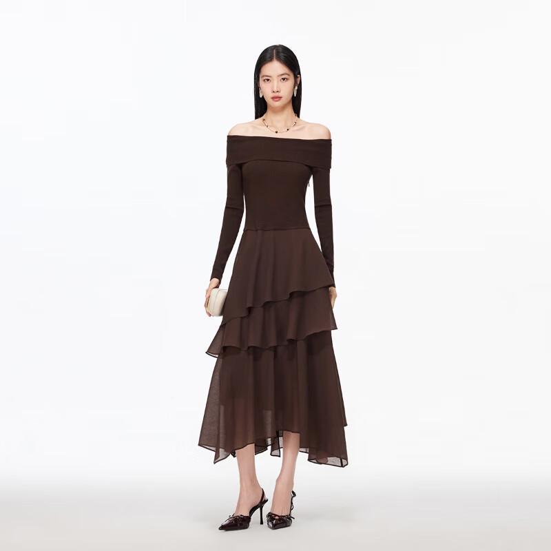 Veromoda 32617D005 Элегантное макси-платье с открытыми плечами из шерстяно-шелковой смеси