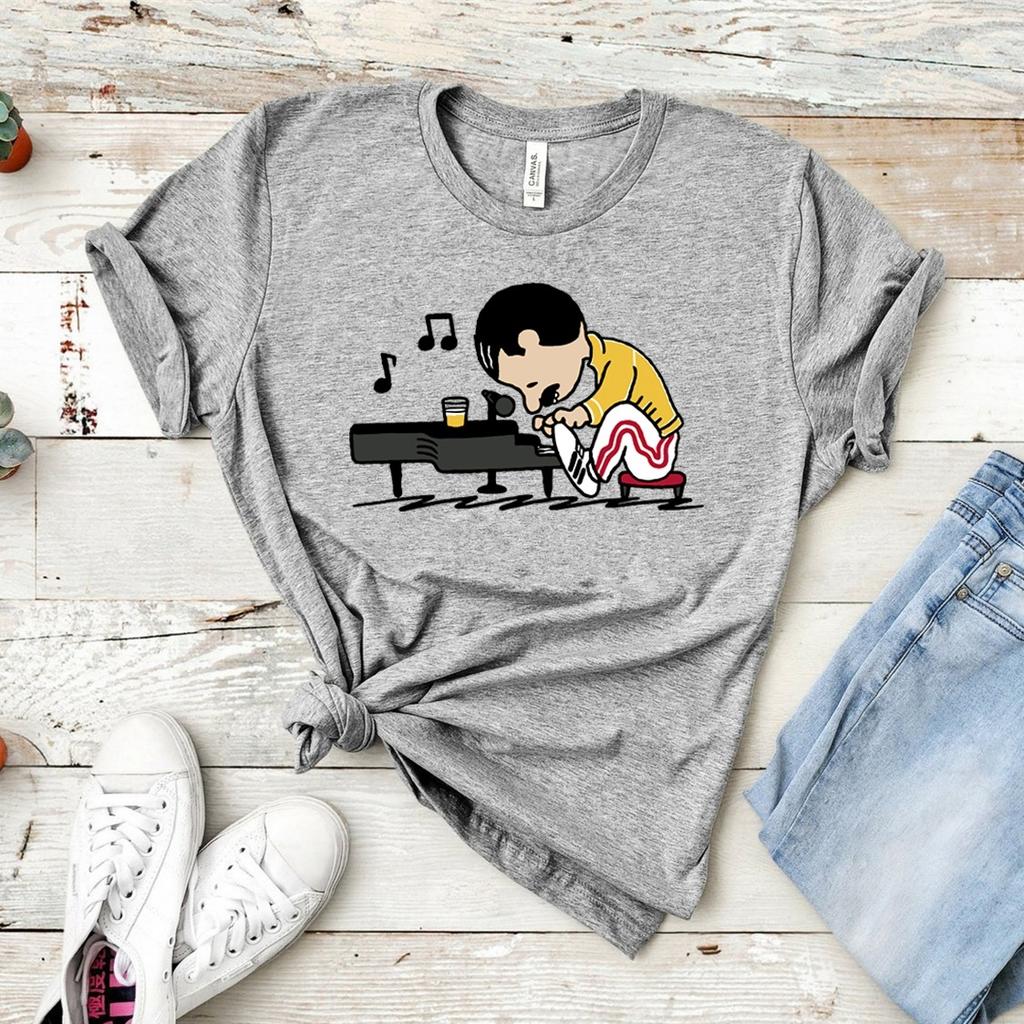 Graphic Tee Cute Piano Shirt Humor Hipster Top Freddie Mercury Play The Piano Funny Aesthetic Clothes