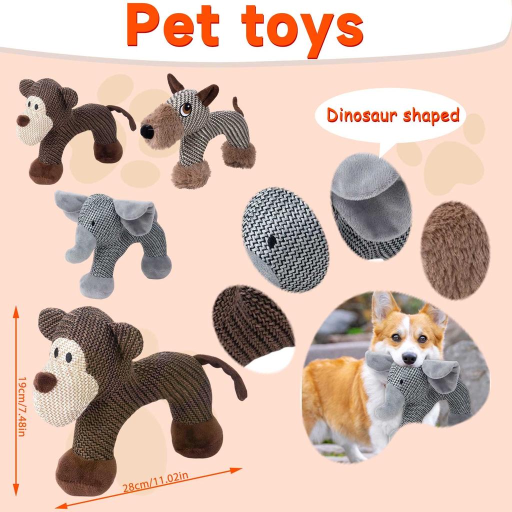 Indestructible Dog Toys, Interactive Dogs Toy Chew Toy, Indestructible Squeaky Dog Toys, Soft Plush Animal Playthings For Playing Trainin