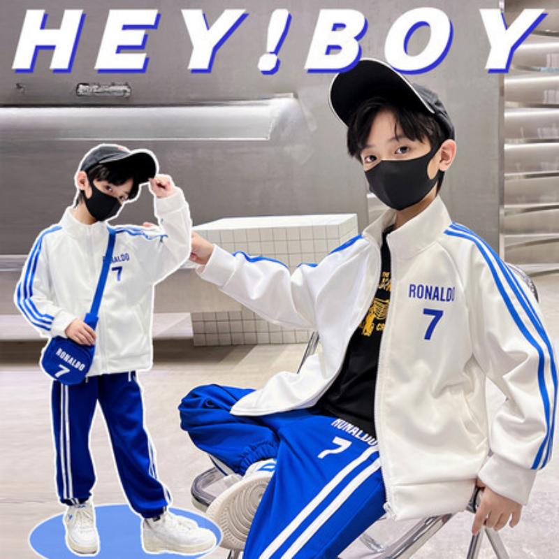 Красивый костюм для мальчиков весна и осень детская мода спортивный комплект из двух предметов