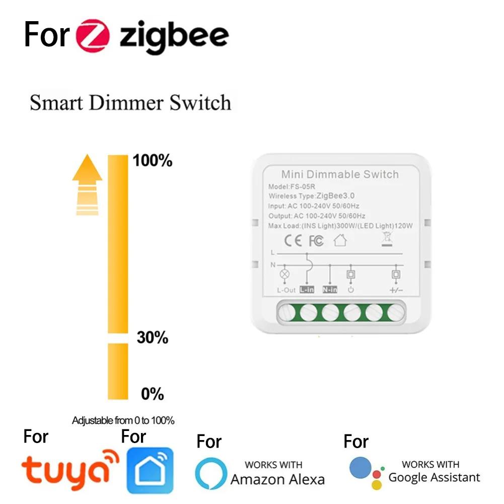 Для Tuya Для Zigbee Светодиодный диммерный переключатель Диммируемый Встроенный переключатель 100240 В Совместимость с голосовым управлением и приложением TuyaSmart