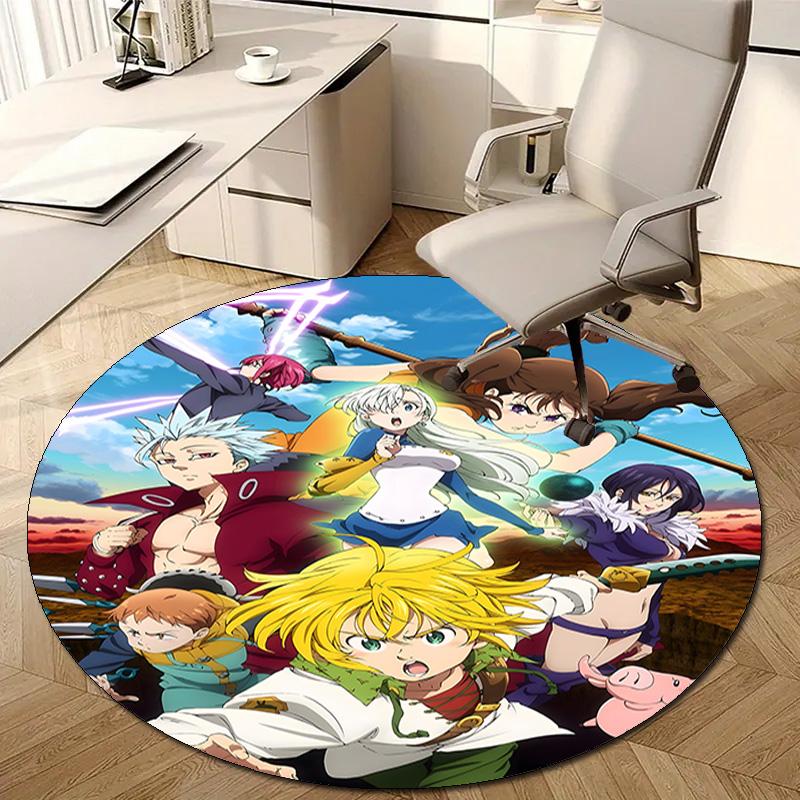 1pc Seven Deadly Sins1 Design Printed Area Round Carpet for Bedroom Living Room Home Decor Rugs Mat Non Slip Mat Rug for Bedside