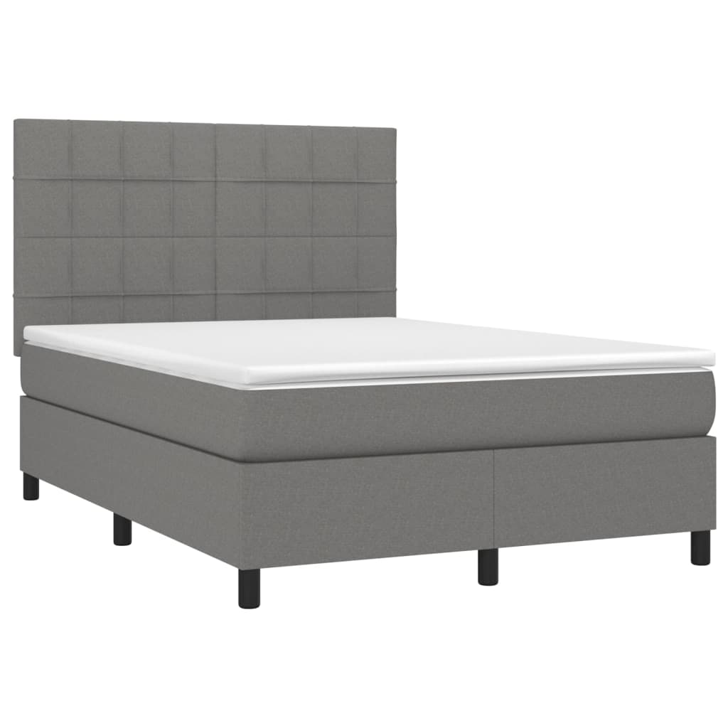 Box Spring Bed with Mattress Dark Gray 140 x 190 cm Fabric