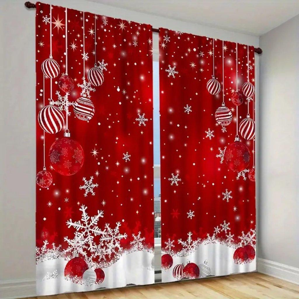 2 шт. Рождественские шторы с изображением вертепа - карманы на штанге, светофильтрующие оконные шторы для гостиной, спальни, офиса и кухни