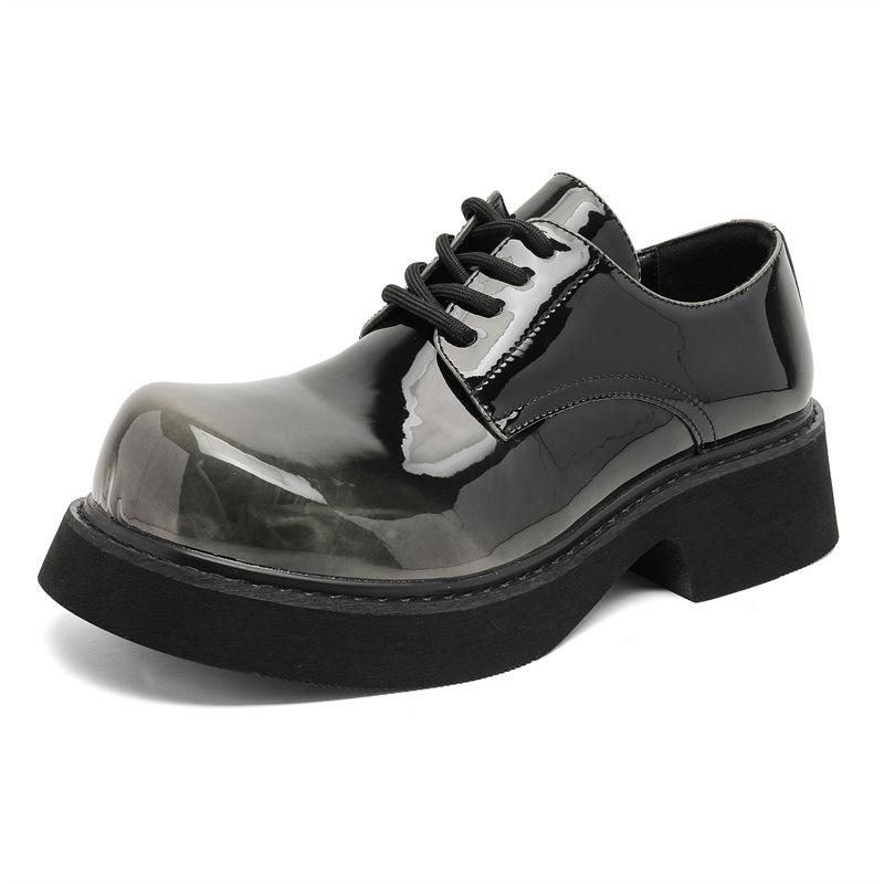 Микки повседневная кожаная обувь большая голова толстая подошва внутренняя танкетка личность 9522 обесцвечивание серый, коричневый, красный, фиолетовый-J