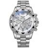 Business Watch Mens Alloy Band Digital Quartz Watch With Three Eyes For Business And Daily Use