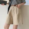 Stylish and Breathable Cotton-Linen Work Shorts for Women, Fashionable High Waist and Loose Fit Wide-Leg Pants