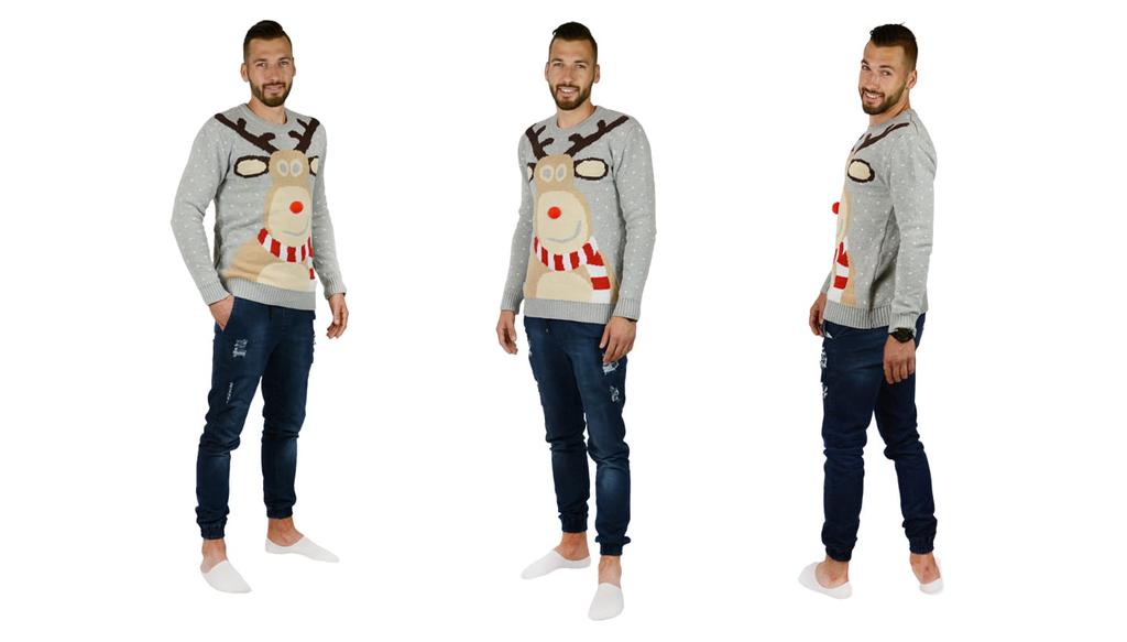 Christmas Sweater Reindeer Gift For Christmas Tree Warm Gray