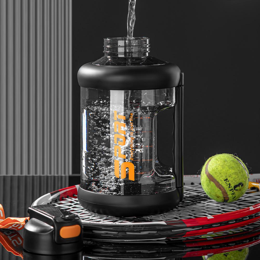 Water bottle summer sports kettle fitness men and women portable 1100ML high temperature resistant large capacity with straw ton ton barrel