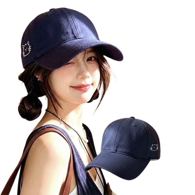 Fashion Hat new big head circumference letter baseball cap male and female kittens embroidery cute enlarged widened duck tongue sun protection cap