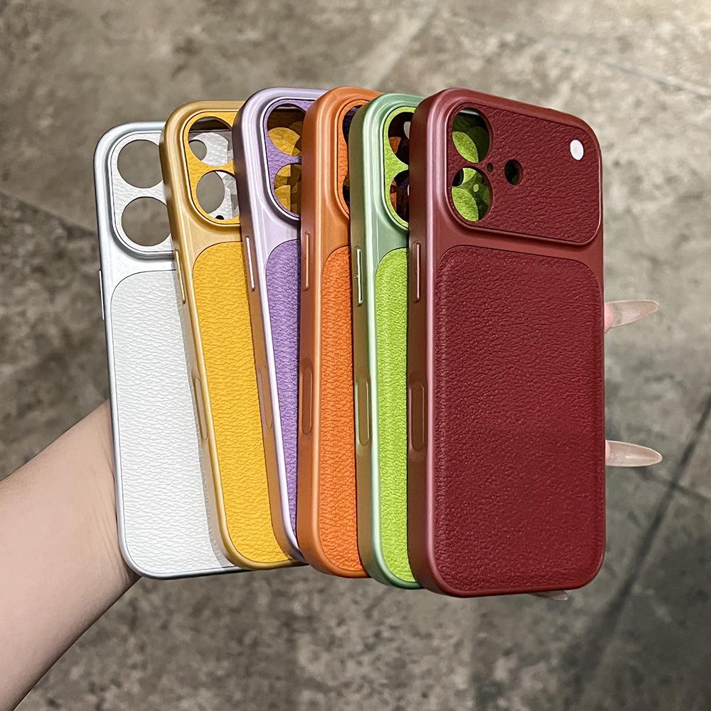 Высококачественный чехол для телефона с текстурой личи для iPhone 15/16/17 Pro Max (Осенне-зимний выпуск)