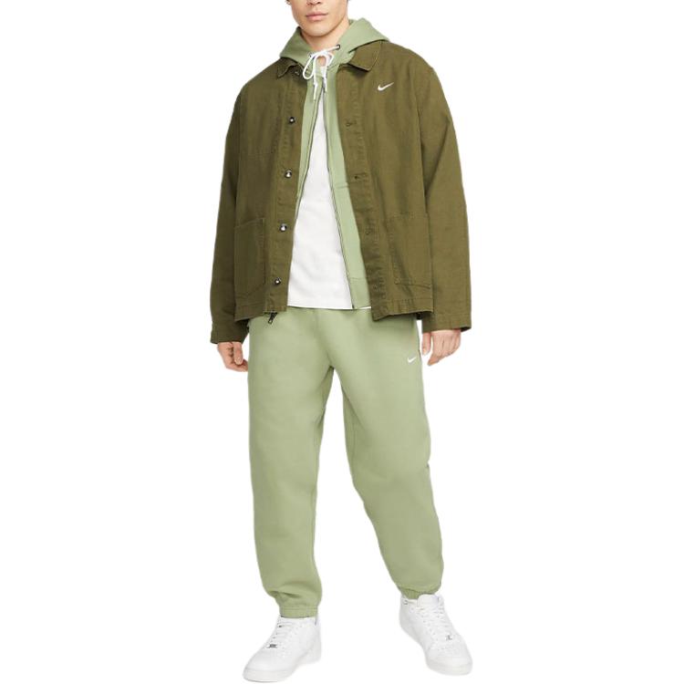 Nike Мужская куртка с капюшоном на молнии с вышивкой Solo Swoosh, зеленая DR0404-386