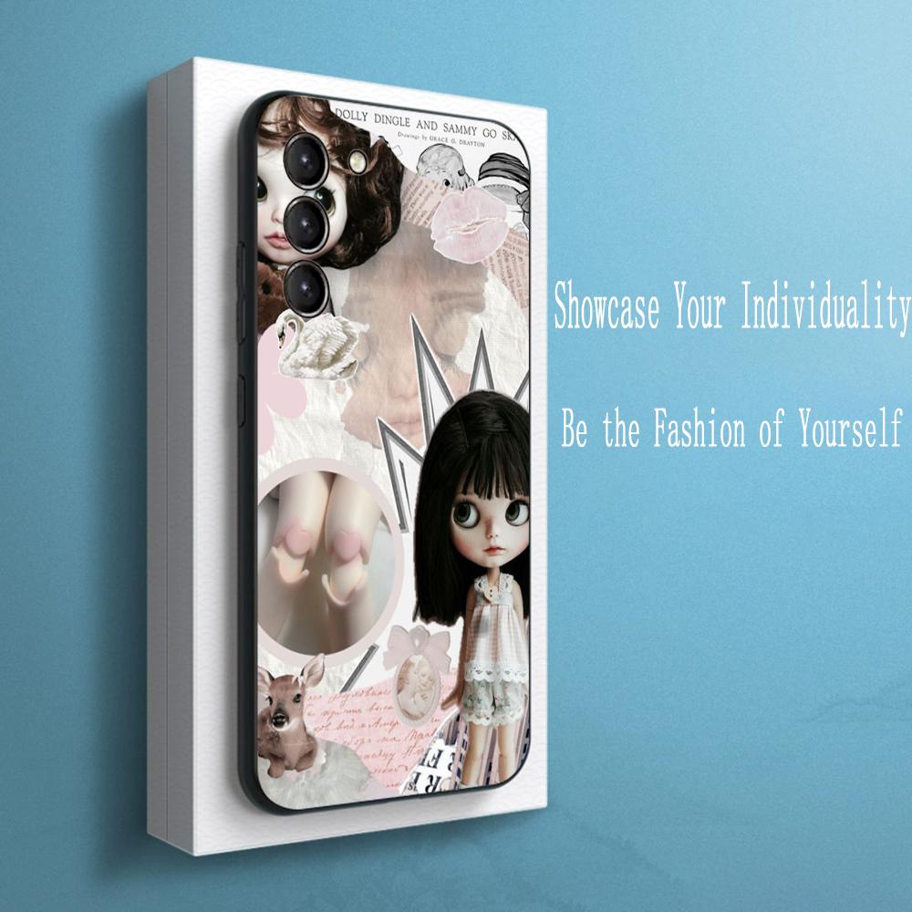 Blythe Милая кукла Модный дизайн узора Чехол для телефона Для Samsung Galaxy S26 S25 S24 S23 S22 S21 Plus Ultra Note20 Мягкий Черный