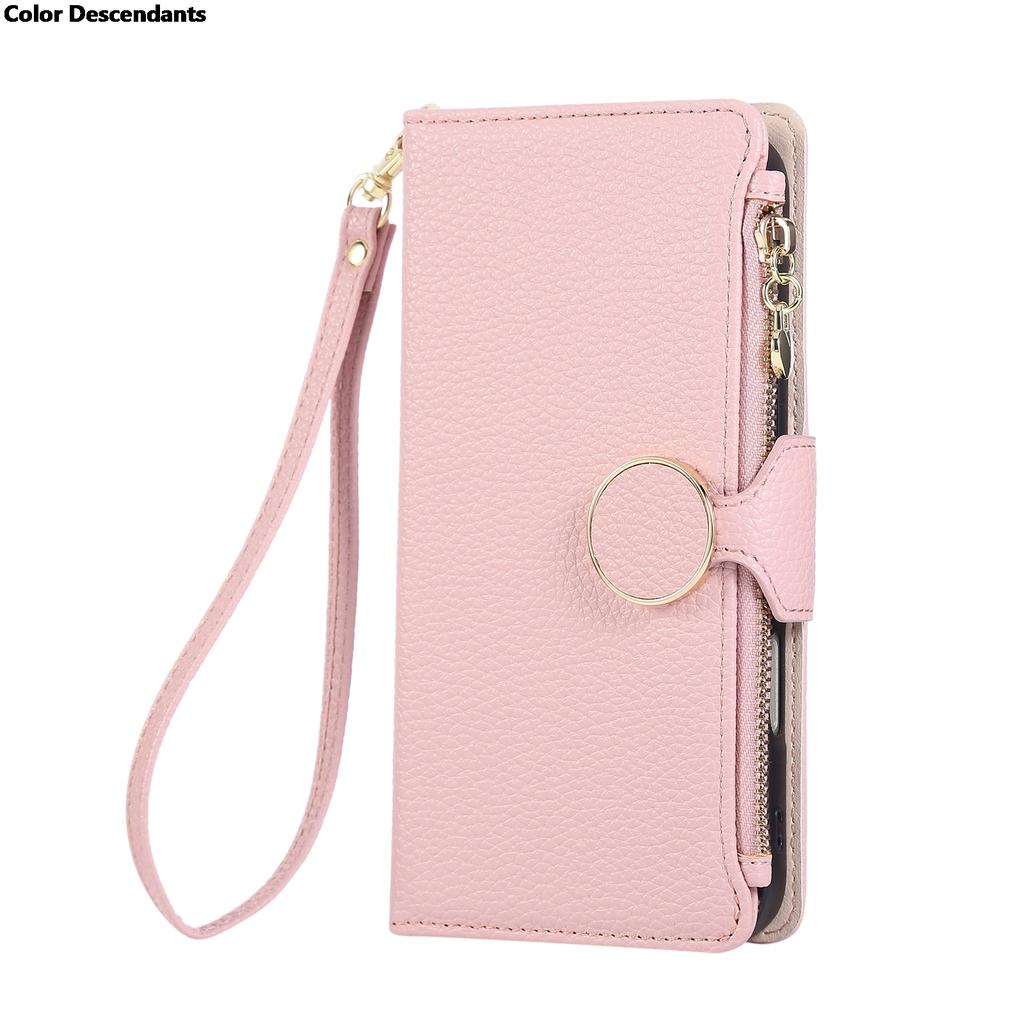 Wrist Strap Zipper Case For Vivo Y22S Y22 Y21 Y20 Y19S Y18 Y17 Y16 Y15 Y12 Y11 Y10 Y04 Y03 Flip Stand Multi 3 Cards Leather Cove