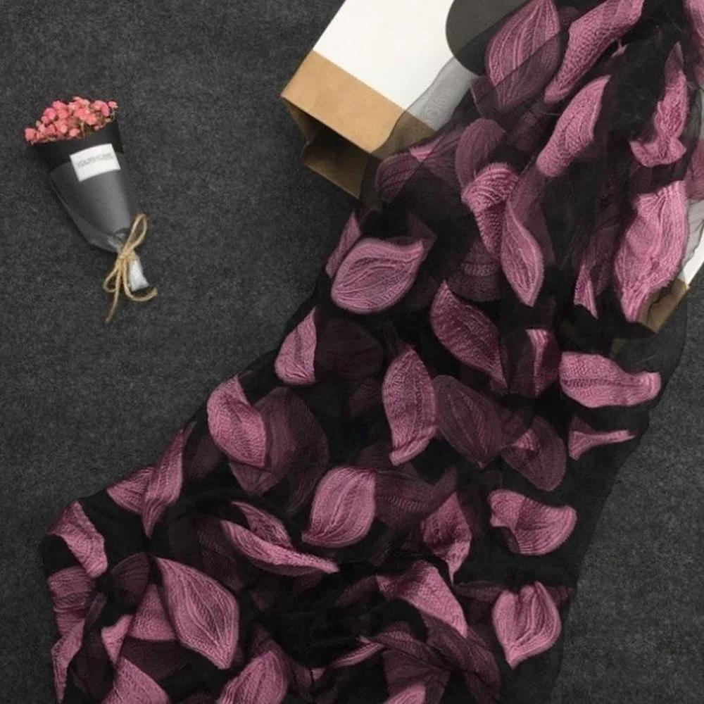 1 Pcs Embroidered Flower Simulation Silk Scarf Transparent Lace Leaf Scarf Sunscreen Shawl Beach Towel Muslim Headscarf