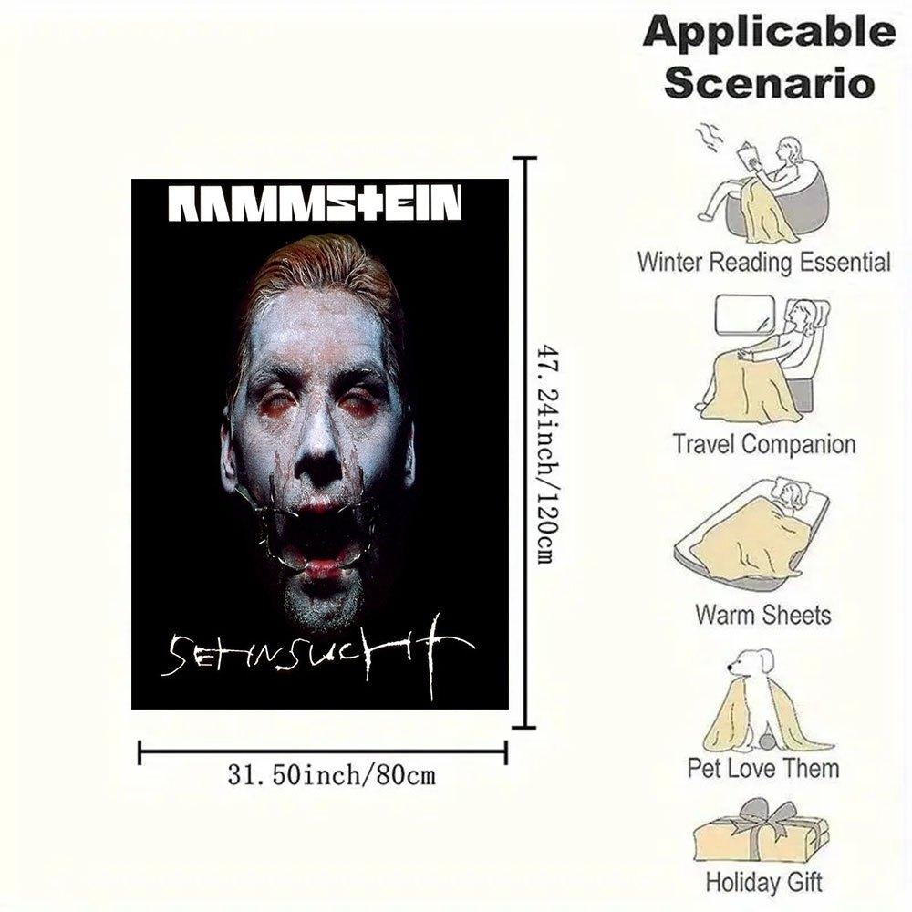 "RAMMSTEIN 'Sehnsucht' Album Cover Artwork T-Shirt"Blanket Flannel Throw Blanket for Sofa, Bed, Travel, Camping, Office, Couch, Chair, And B